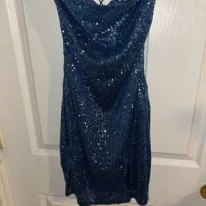 Elegant Blue Sequin Dress